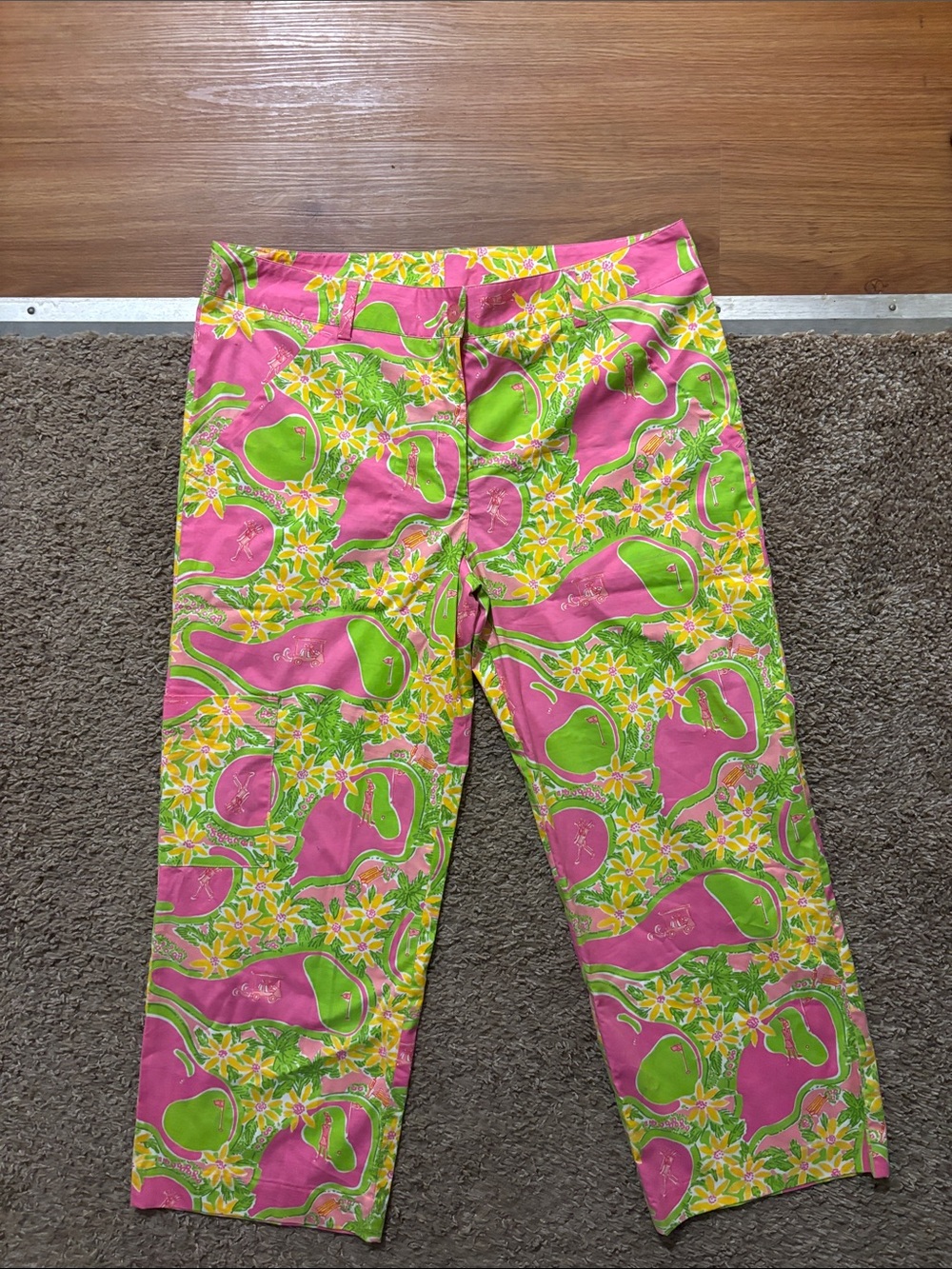 Lilly Pulitzer Woman10 Vintage Bright Colored Floral Crop Pants Pockets Like New
